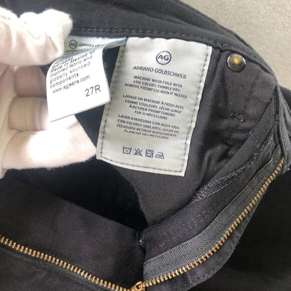 AG Adriano Goldschmied The Farrah High Rise Skinny Jean Size 27 Black Distressed - Picture 7 of 12